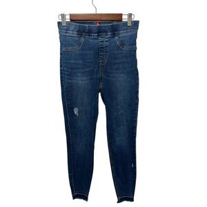 Spanx Women's Ankle Skinny Jeans Size Medium Pull On High Rise Frayed Stretch